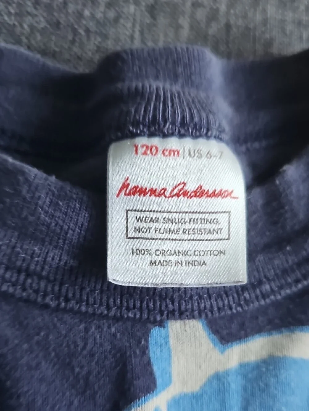 Hanna Andersson Pajama Set Blue Long-Sleeve Shirt Shark Print Size 6 7 Boy Girl